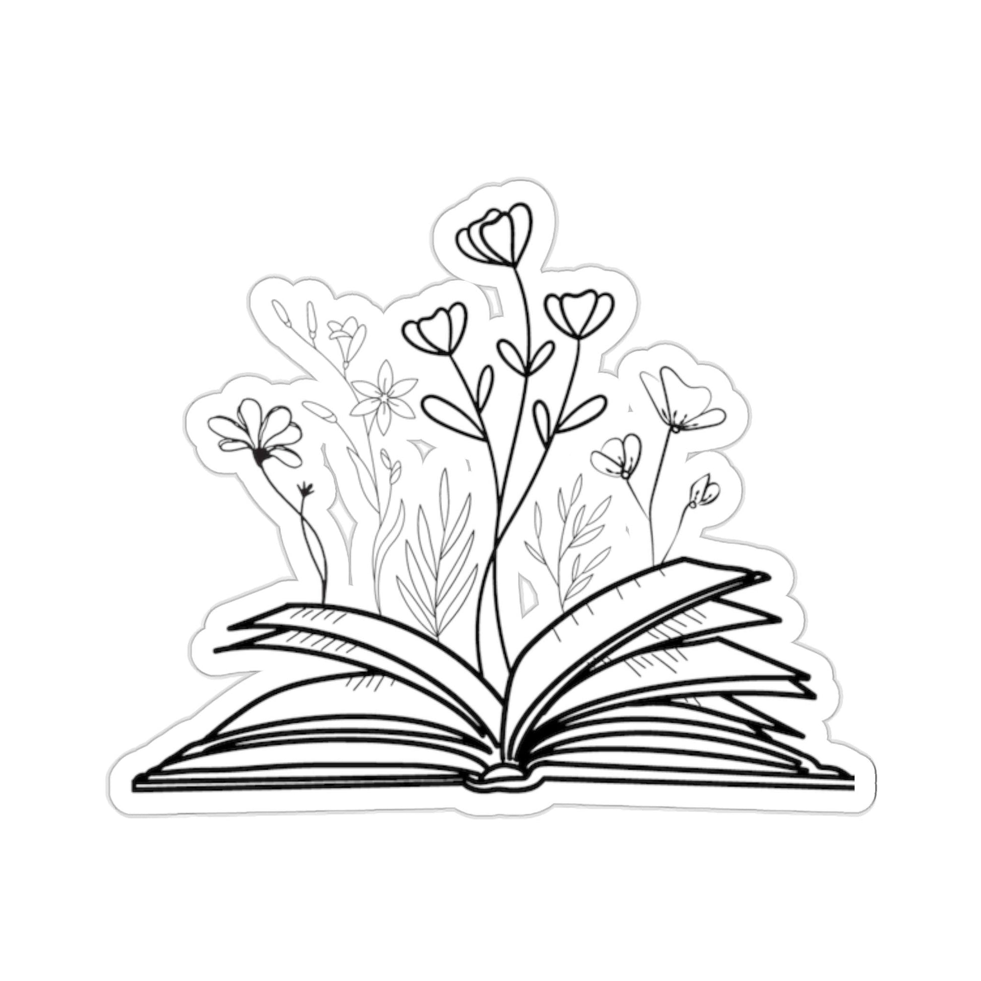 Book with Flowers Sticker - Green Forest Furniture and Design