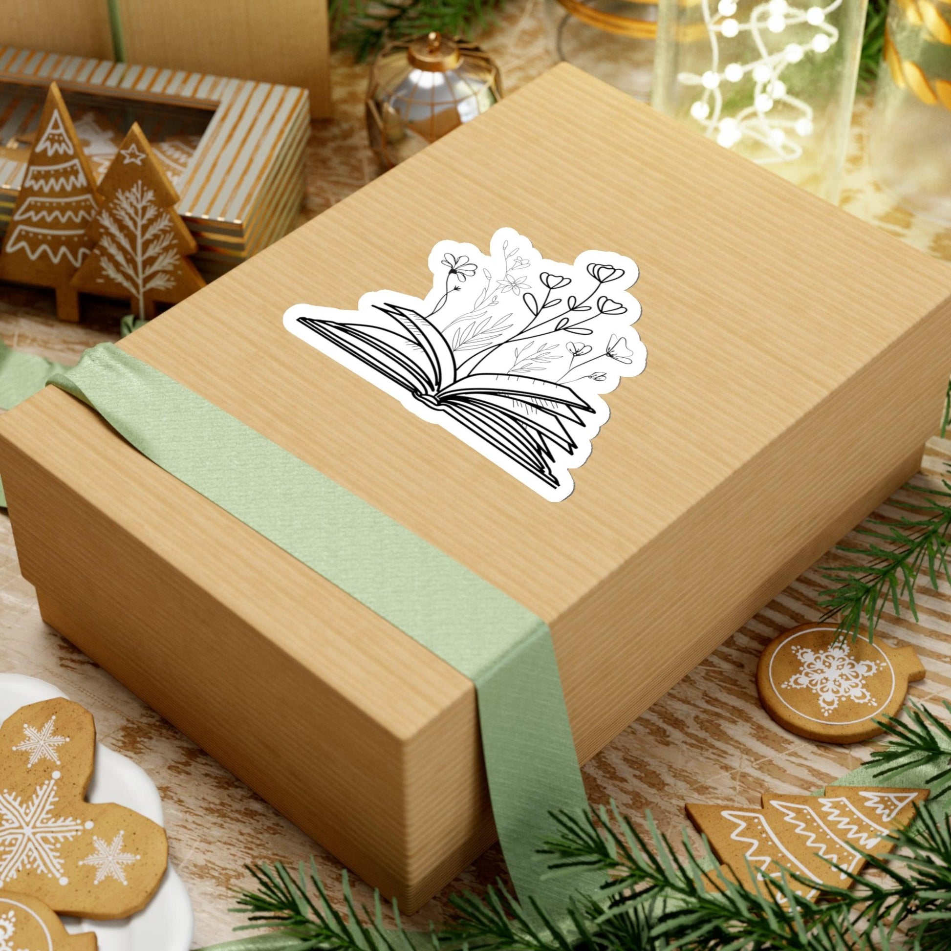 Book with Flowers Sticker - Green Forest Furniture and Design