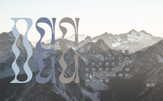 Calendar with mountain landscape design for 2025