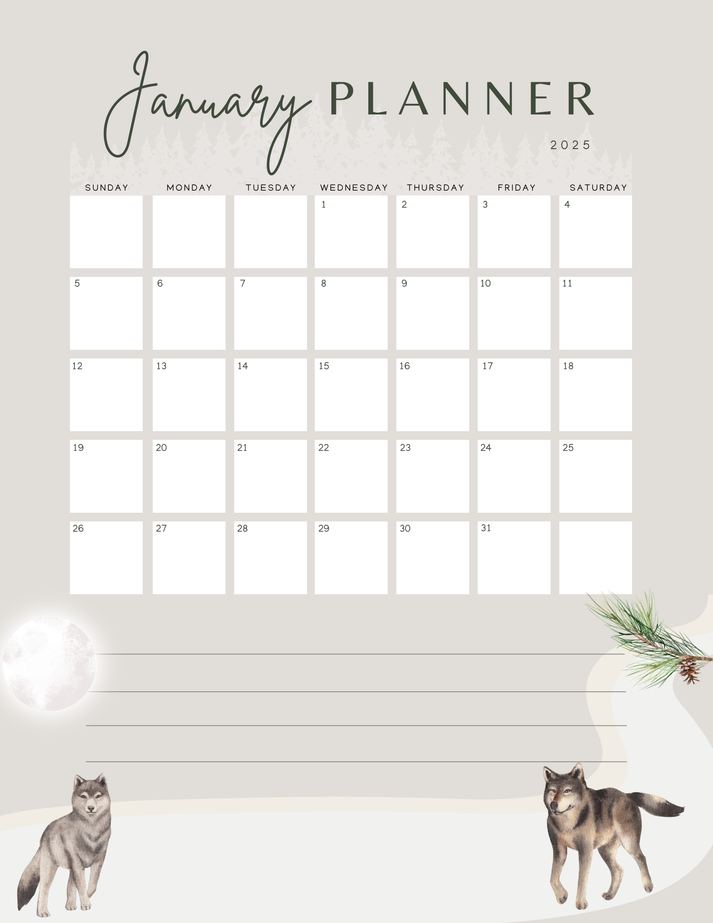 2025 Hardcover Planner Green Forest Furniture and Design